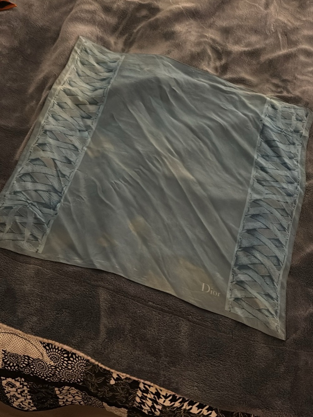 Dior Light Blue Sheer Silk Scarf